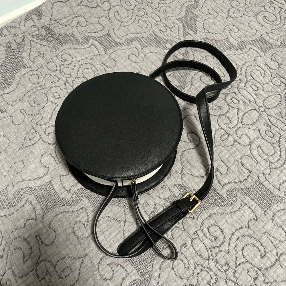 Round Black and White Crossbody Purse